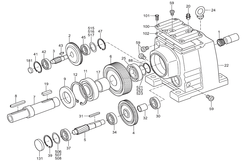 helical reduction gear motor